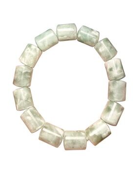 Green Moonstone Chunky Barrel Bracelet Natural Stone Stretch